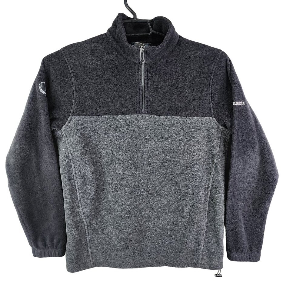 Mens Gray & Black Columbia Fleece Sweatshirt 1/4 Zip Long Sleeve Mock Neck M